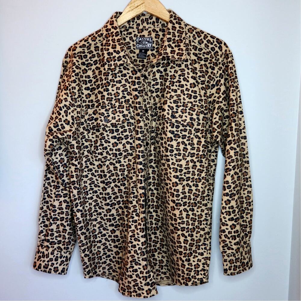 Casual Country Outfitters Leopard Print Snap Button Shirt Size M Western